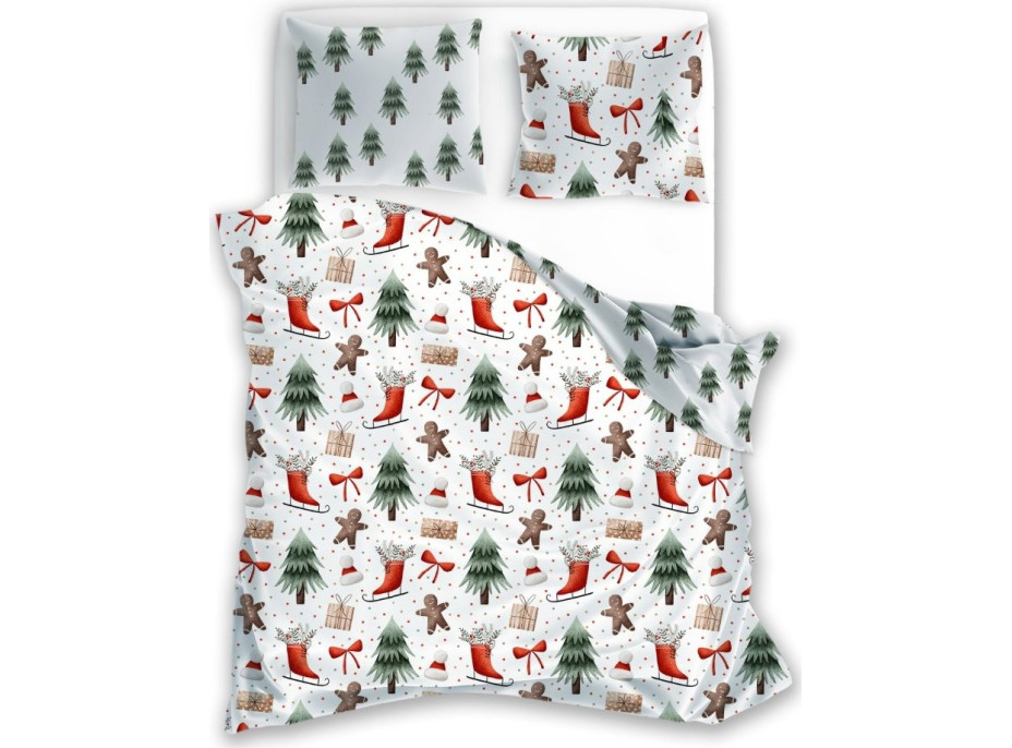 Bavlnené obliečky SCANDIC Perníčky a zimný les - biele - 140x200 cm