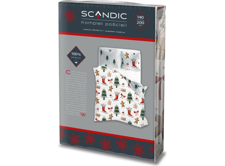 Bavlnené obliečky SCANDIC Perníčky a zimný les - biele - 140x200 cm