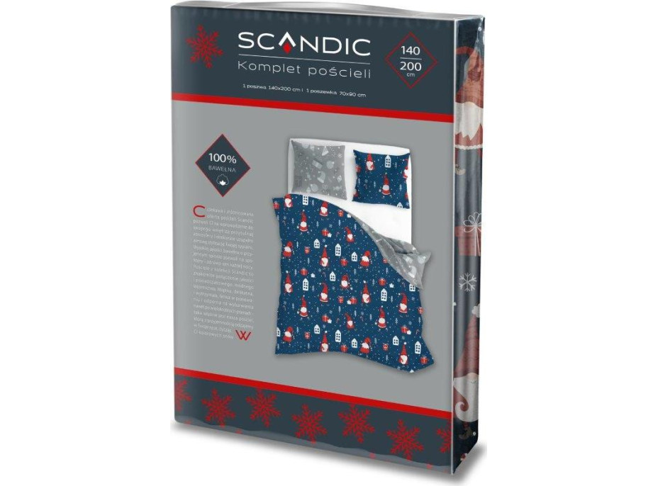 Bavlnené obliečky SCANDIC Škriatkovia - tmavo modré / šedé - 140x200 cm