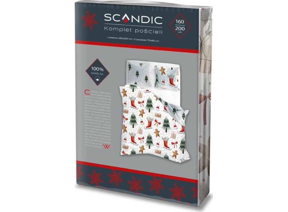 Bavlnené obliečky SCANDIC Perníčky a zimný les - biele - 160x200 cm