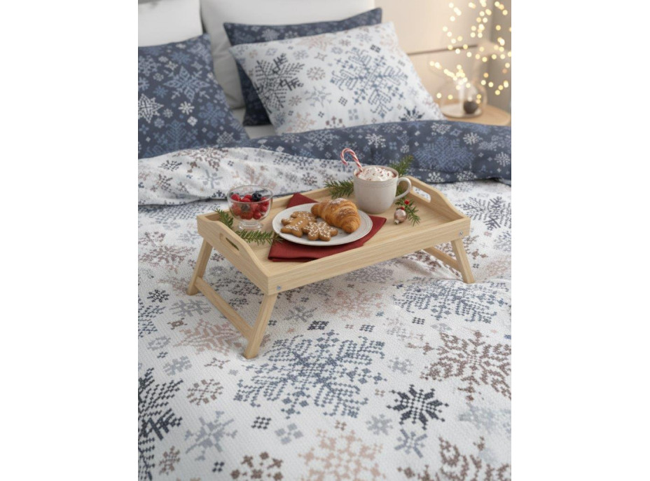 Bavlnené obliečky SCANDIC Vločky - biele / modré - 220x200 cm