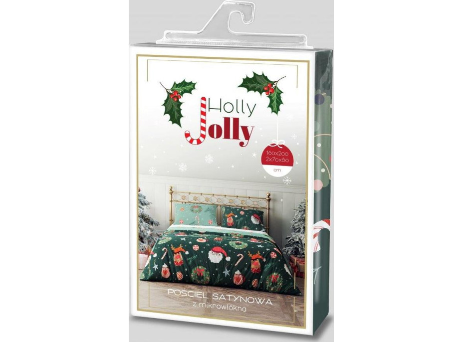 Posteľné obliečky z mikrovlákna HOLLY JOLLY Vianoce - zelené - 160x200 cm