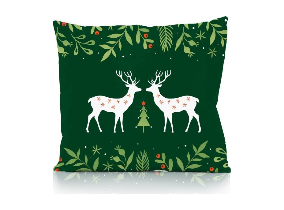 Vianočná obliečka na vankúš HOLLY JOLLY Jelene 45x45 cm - zelená