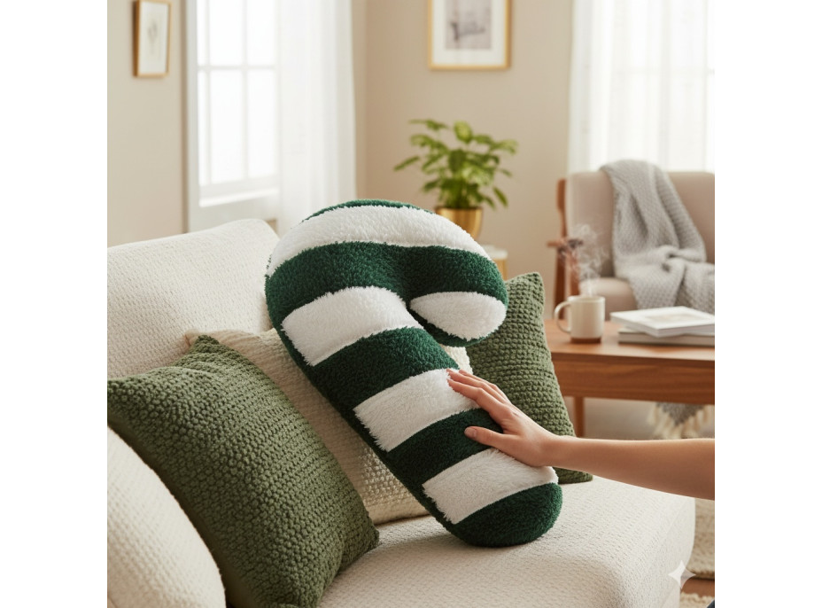 Tvarovaný vankúš LÍZIATKO - 42x20 cm - zelený/biely