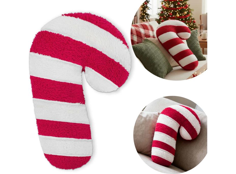 Tvarovaný vankúš LÍZIATKO - 42x20 cm - červený/biely