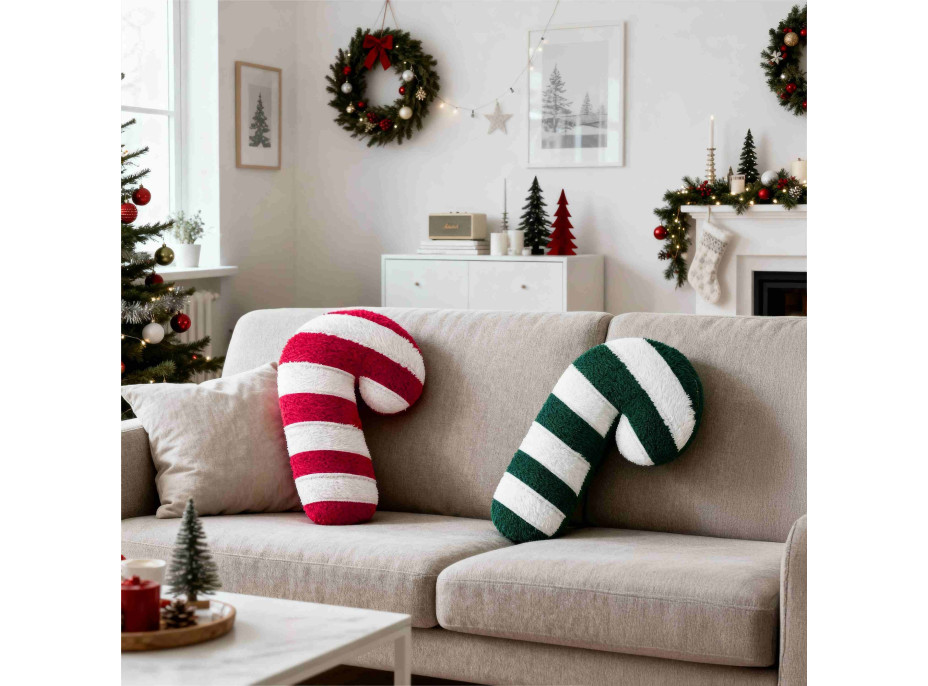 Tvarovaný vankúš LÍZIATKO - 42x20 cm - červený/biely