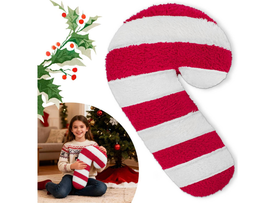 Tvarovaný vankúš LÍZIATKO - 42x20 cm - červený/biely