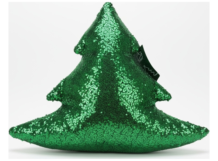 Tvarovaný vankúš GLITTER TREE Stromček - 40 cm - zelený
