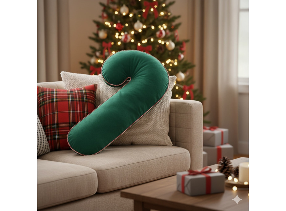 Tvarovaný vankúš Velvet LÍZIATKO - 45x20 cm - zelený