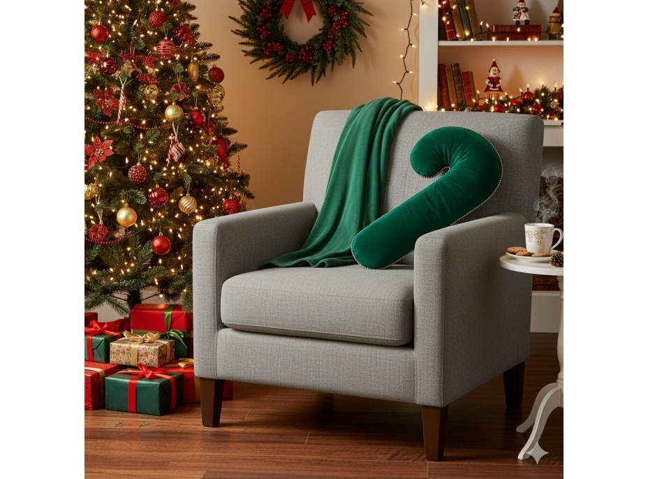 Tvarovaný vankúš Velvet LÍZIATKO - 45x20 cm - zelený