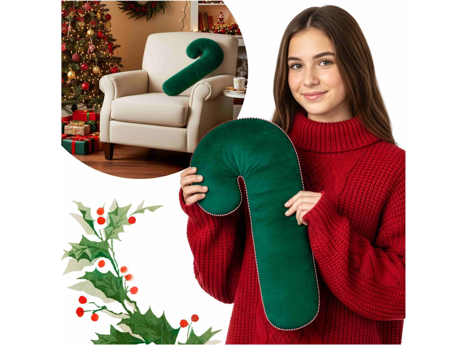 Tvarovaný vankúš Velvet LÍZIATKO - 45x20 cm - zelený