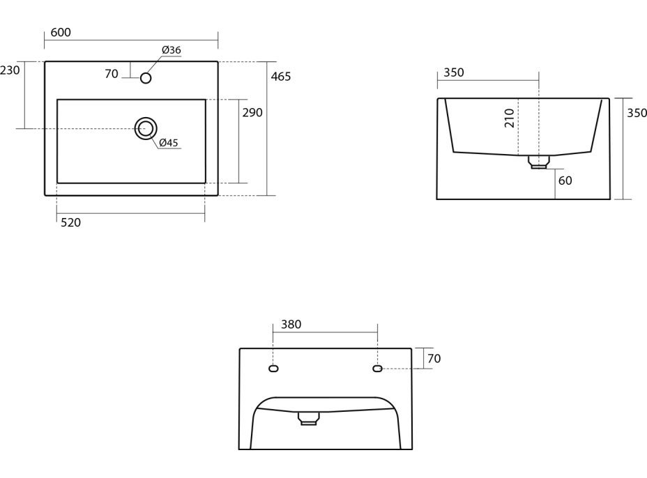Kerasan KANAAL keramické umývadlo 60x46,5cm, verde mat 574011