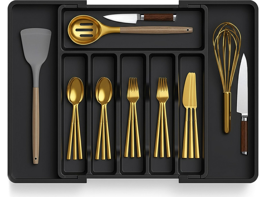 Príborník s nastaviteľnou šírkou GARFO - čierny