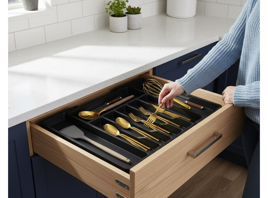 Príborník s nastaviteľnou šírkou GARFO - čierny