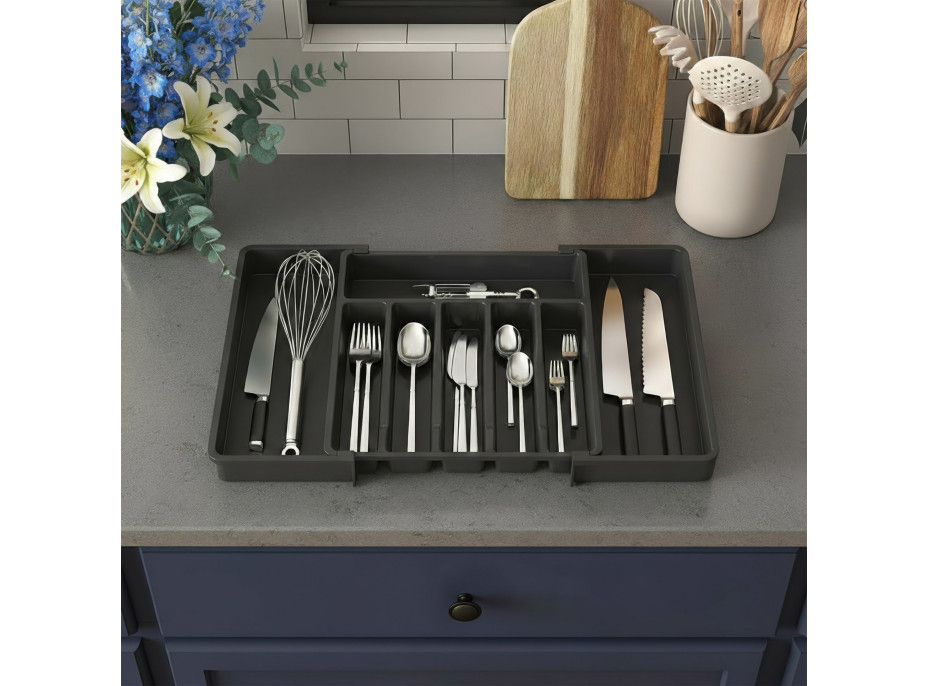 Príborník s nastaviteľnou šírkou GARFO - čierny