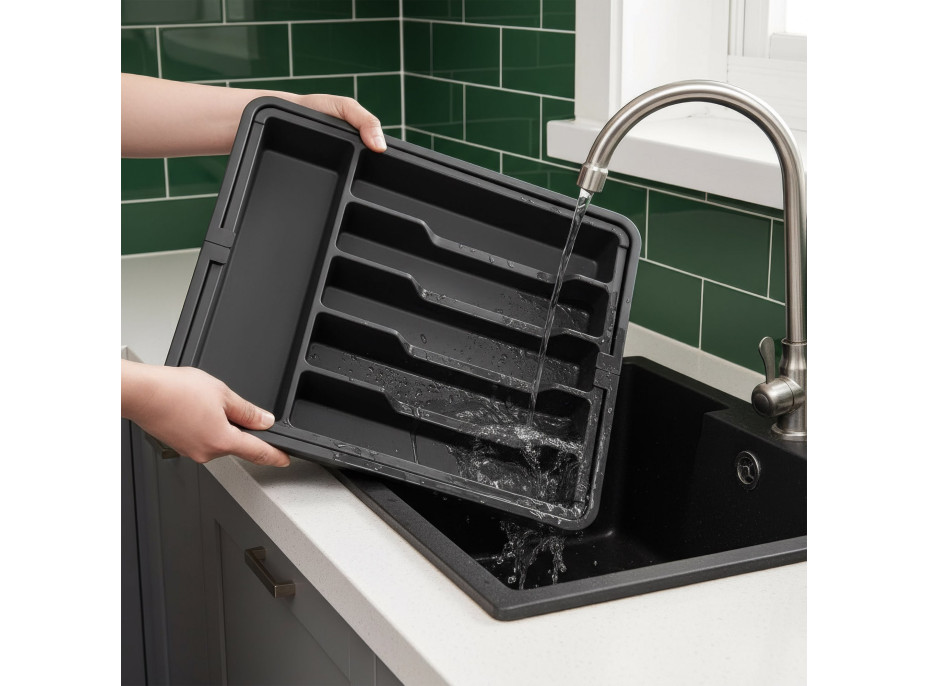 Príborník s nastaviteľnou šírkou GARFO - čierny