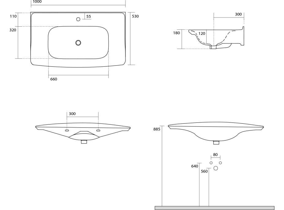 Kerasan THE NEW YORKER keramické umývadlo 100x53cm, biela 564201