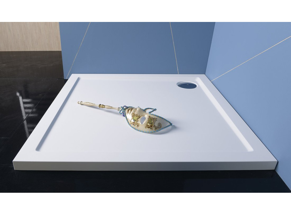 Polysan AURA sprchová vanička z liateho mramoru, štvorec 70x70cm, biela 41651