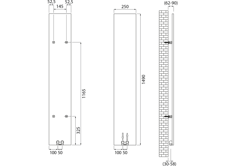 Sapho SMARTELLA vykurovacie teleso 250x1490mm, biela mat MI1427