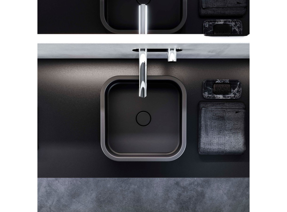 Kerasan HAKO keramické umývadlo na dosku 40x40, čierna mat 554431