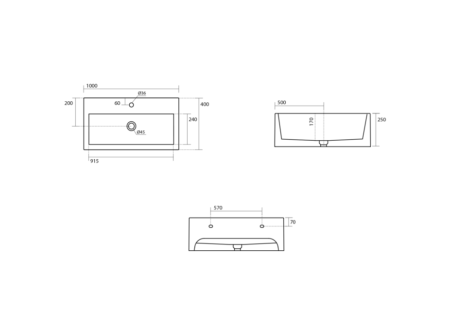 Kerasan KANAAL keramické umývadlo 100x40cm, biela 574301