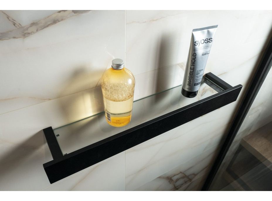 Sapho PATRON sklenená polica 78cm, čierna PX785B