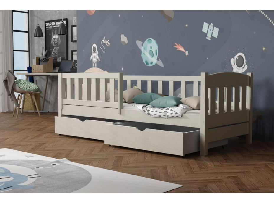 Detská posteľ z masívu borovice BEN so šuplíkmi - 200x90 cm - KAŠMÍROVÁ