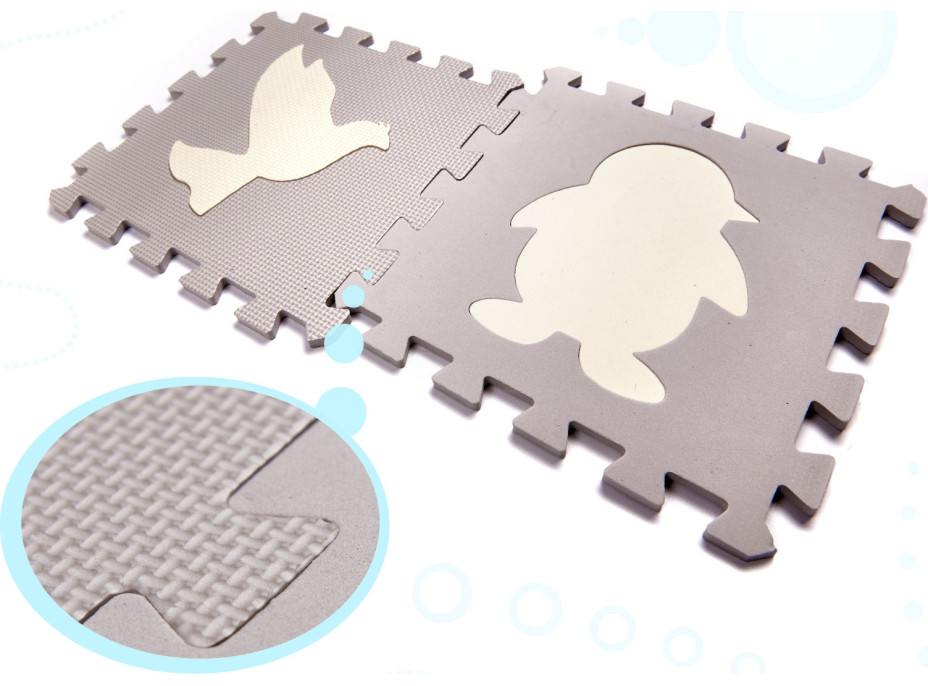 Penová puzzle podložka pre deti - 36 prvkov - šedá/ecru