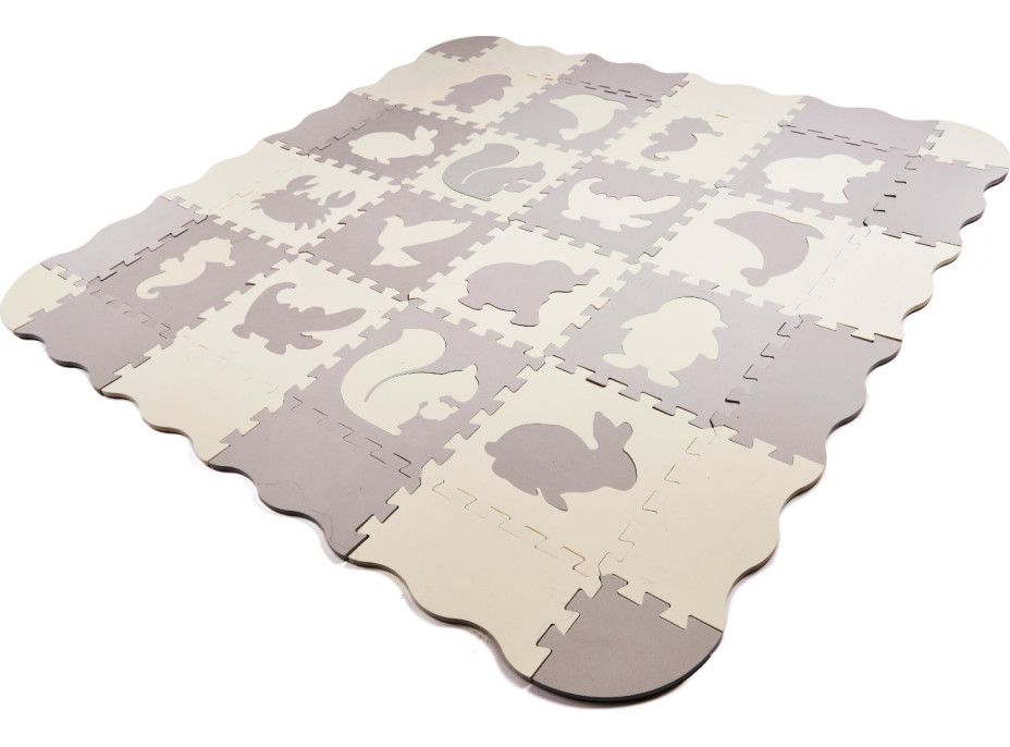 Penová puzzle podložka pre deti - 36 prvkov - šedá/ecru