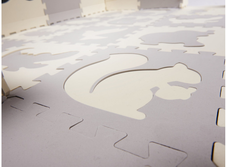 Penová puzzle podložka pre deti - 36 prvkov - šedá/ecru