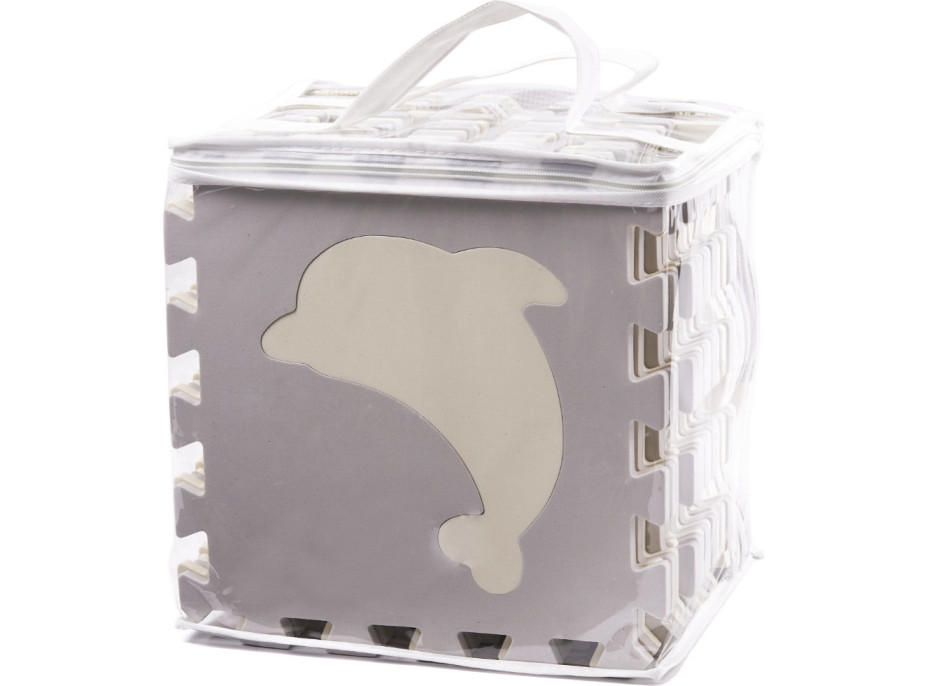 Penová puzzle podložka pre deti - 36 prvkov - šedá/ecru