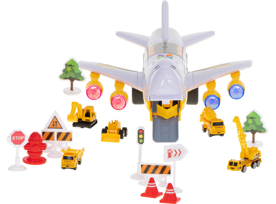 Lietadlo Transportér + 6 stavebných vozidiel