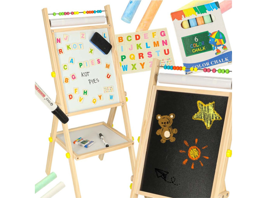 Obojstranná magnetická tabuľa s doplnkami - 38x37x90 cm