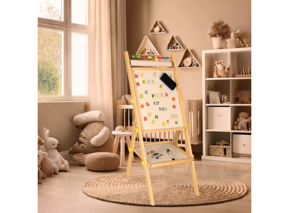 Obojstranná magnetická tabuľa s doplnkami - 38x37x90 cm