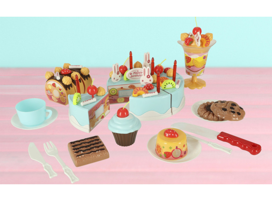 Narodeninovú tortu a sladkosti 75 prvkov - modrá