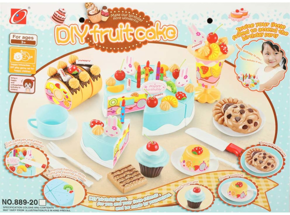 Narodeninovú tortu a sladkosti 75 prvkov - modrá