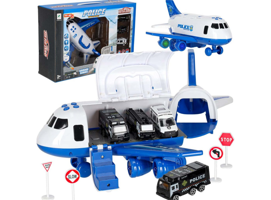 Transportné lietadlo + 3 policajné vozidlá
