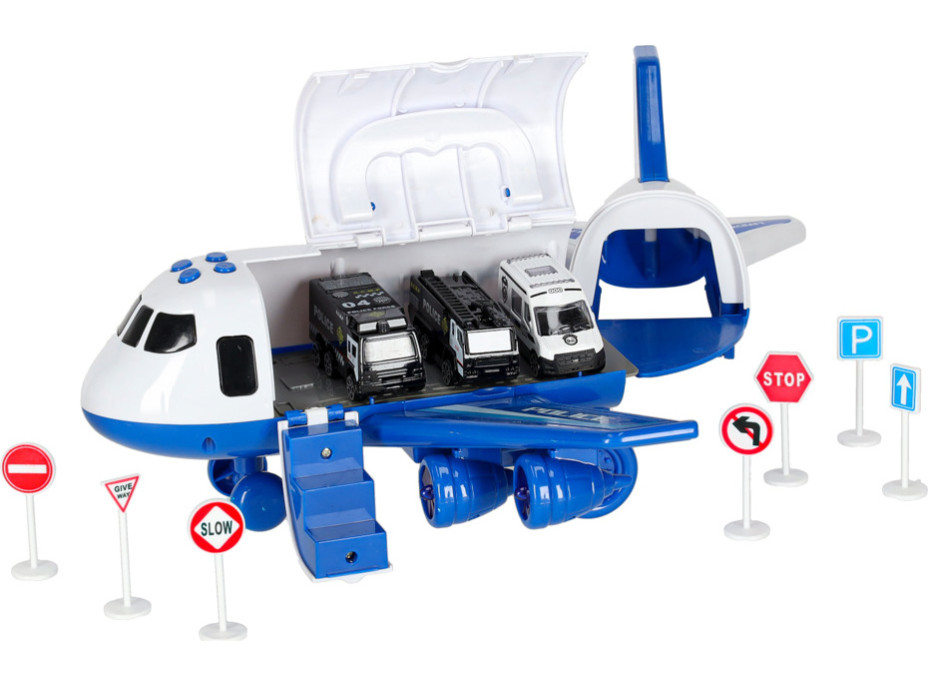 Transportné lietadlo + 3 policajné vozidlá