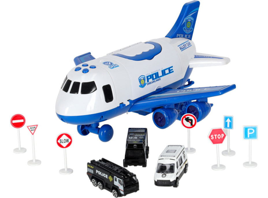 Transportné lietadlo + 3 policajné vozidlá