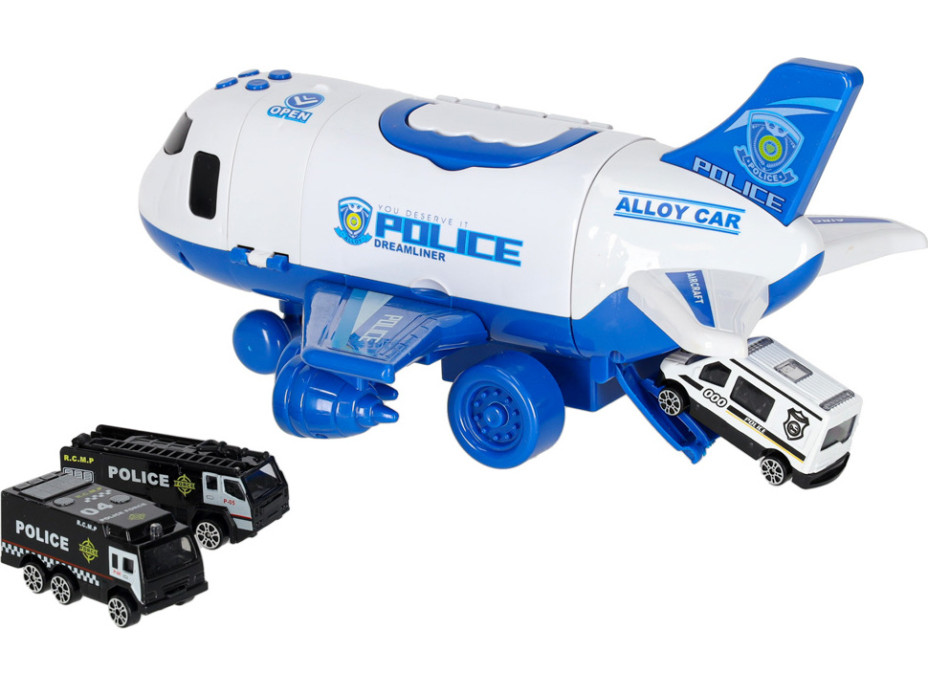 Transportné lietadlo + 3 policajné vozidlá