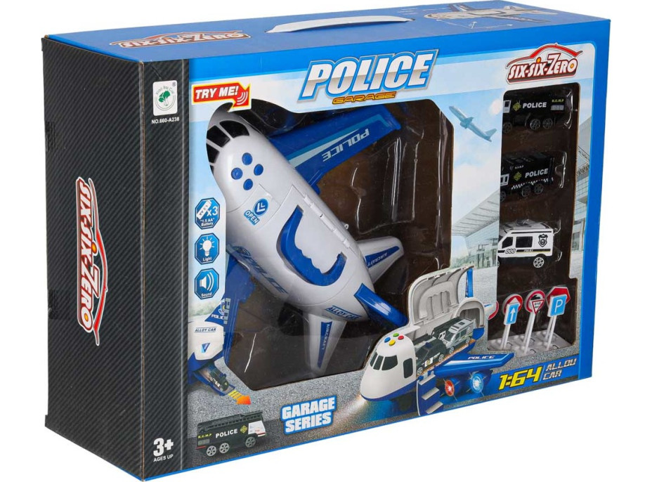 Transportné lietadlo + 3 policajné vozidlá