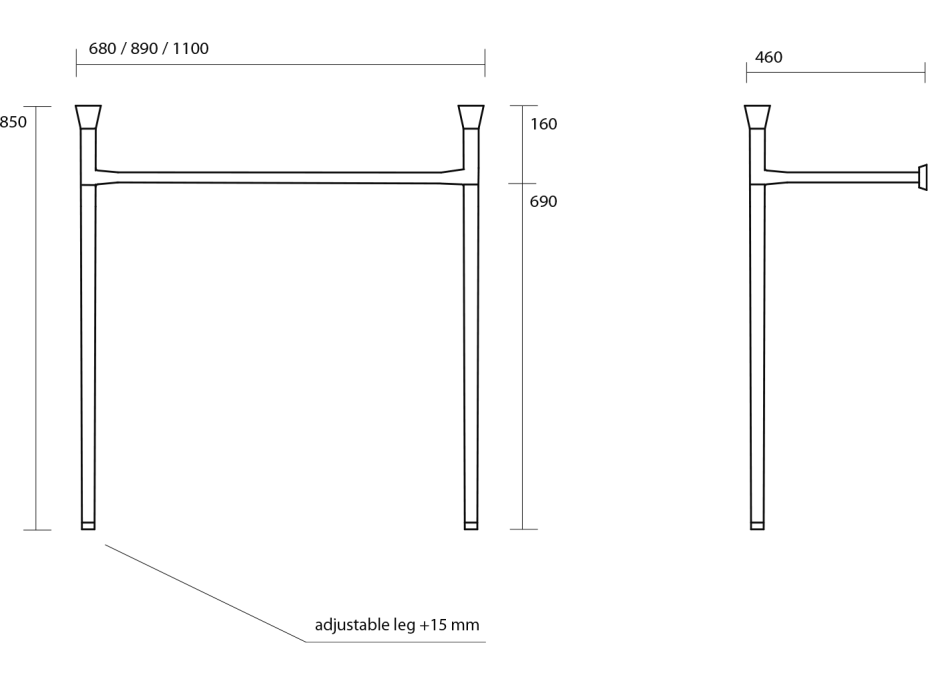 Kerasan THE NEW YORKER konštrukcia pre umývadlo 80cm, chróm 927590