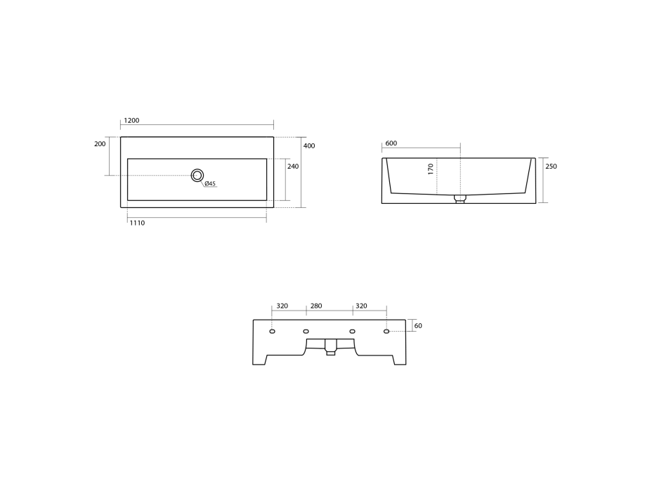 Kerasan KANAAL keramické umývadlo 120x40cm, verde mat 574211