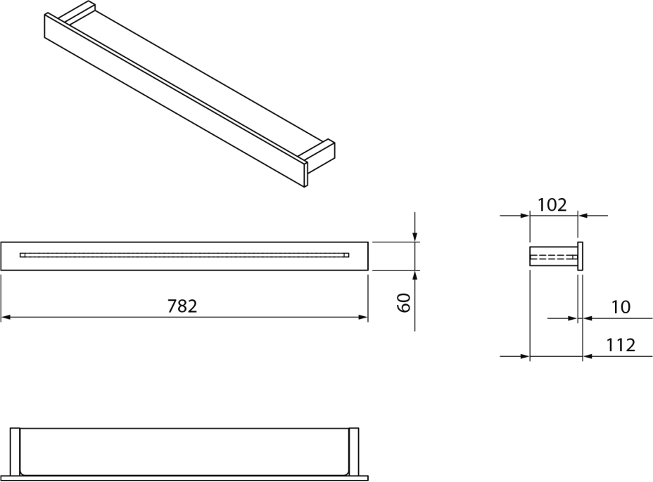 Sapho PATRON sklenená polica 78cm, čierna PX785B