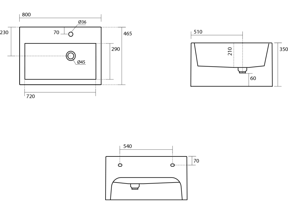 Kerasan KANAAL keramické umývadlo 80x46,5cm, biela 574101