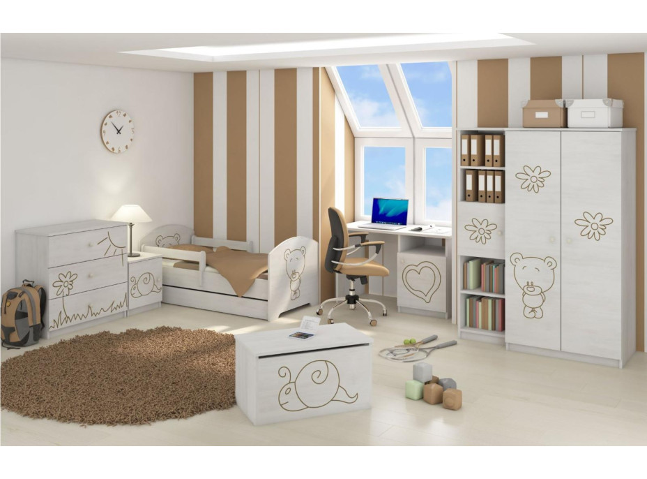 Detská truhla na hračky s výrezom MÉĎA, nórska borovica