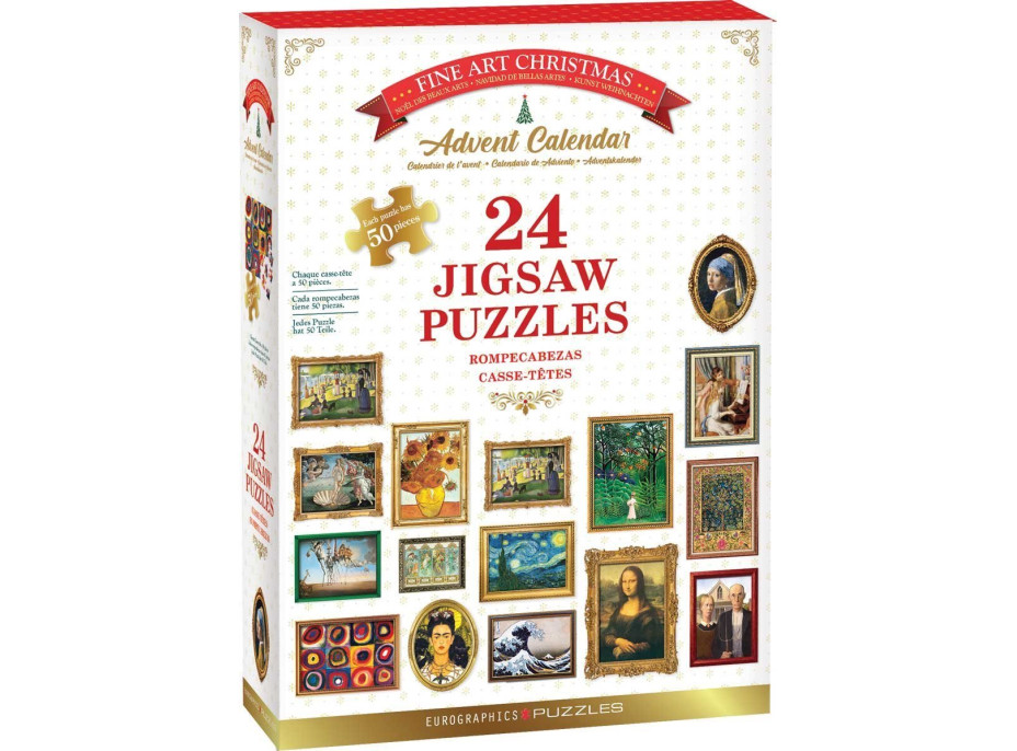 EUROGRAPHICS Puzzle Adventný kalendár: Fine Art Vianoce 24x50 dielikov
