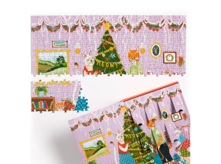 GALISON Puzzle Adventný kalendár Mačacie Vianoce 12x42 dielikov