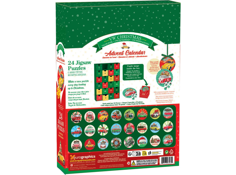 EUROGRAPHICS Puzzle Adventný kalendár: Volkswagen 24x50 dielikov