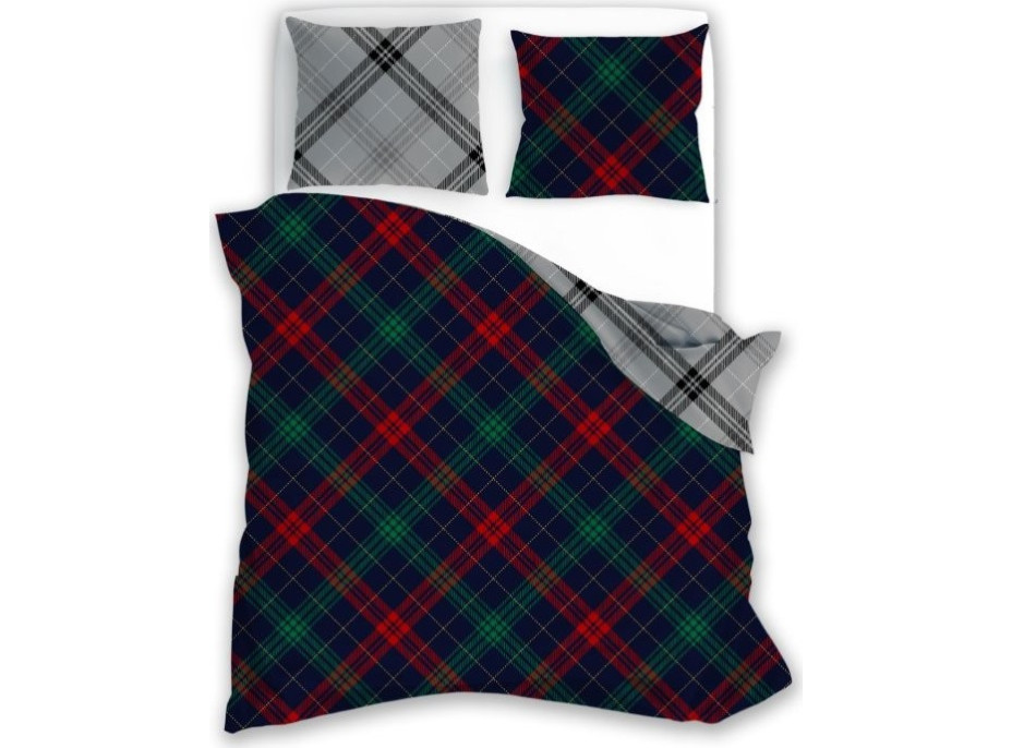 Bavlnené obliečky SCANDIC Káro - tmavo modré / šedé - 160x200 cm